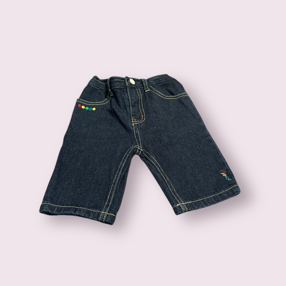 Baby Coogi Dark Wash Denim Jeans With Bee Embroidery Size 0-3 Months